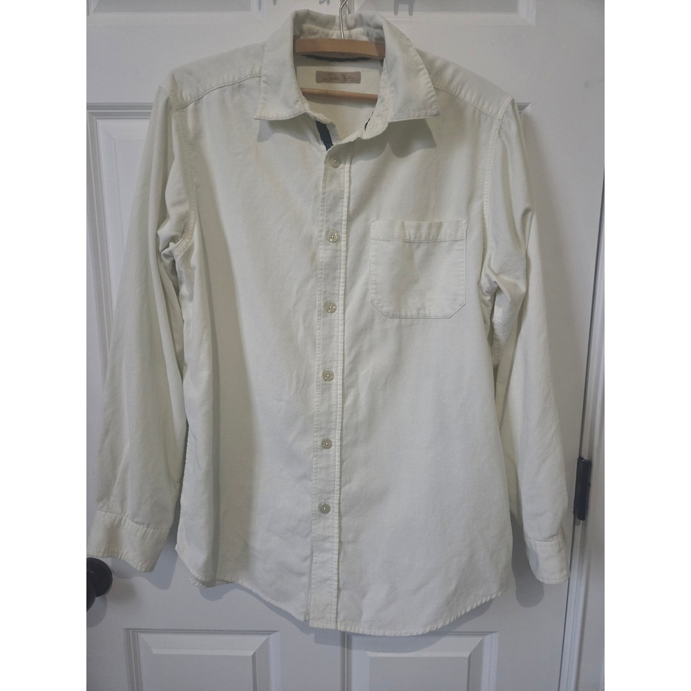 Paradise Collection Men's Ivory Microcord Corduroy Button Up Shirt Long Sleeve